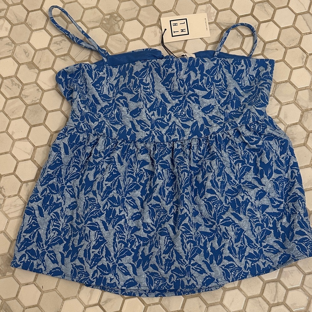 Blue Leaf THML Pattern Top